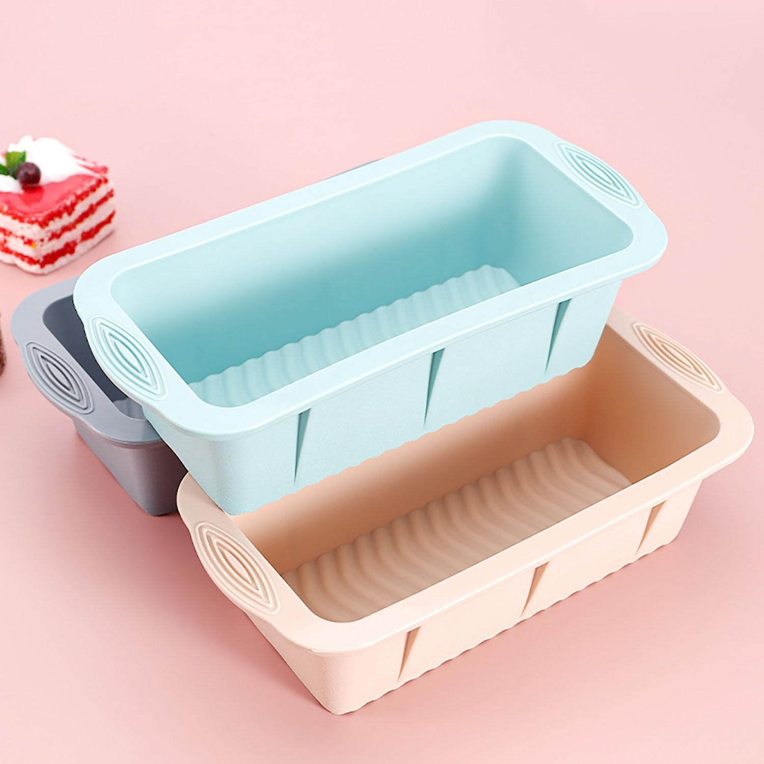 MRDLKNX Set of 3 Silicone Bread Loaf Pan, Silicone Molds with Silicone Tools for Homemade Loaf, Bread, Meatloaf, Cake, 9.8 X 4.7 Inch Rectangular Silicone Loaf Pans for Baking, Easy Release image number 1