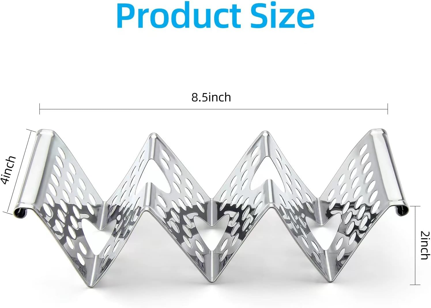 Chbuuero Taco Holders Set of 4, Taco Stand, Stainless Steel Taco Holder, Each Can Hold 3 Tortillas, with Easy-Access Handle, Fits Microwave, Air Fryer and Oven