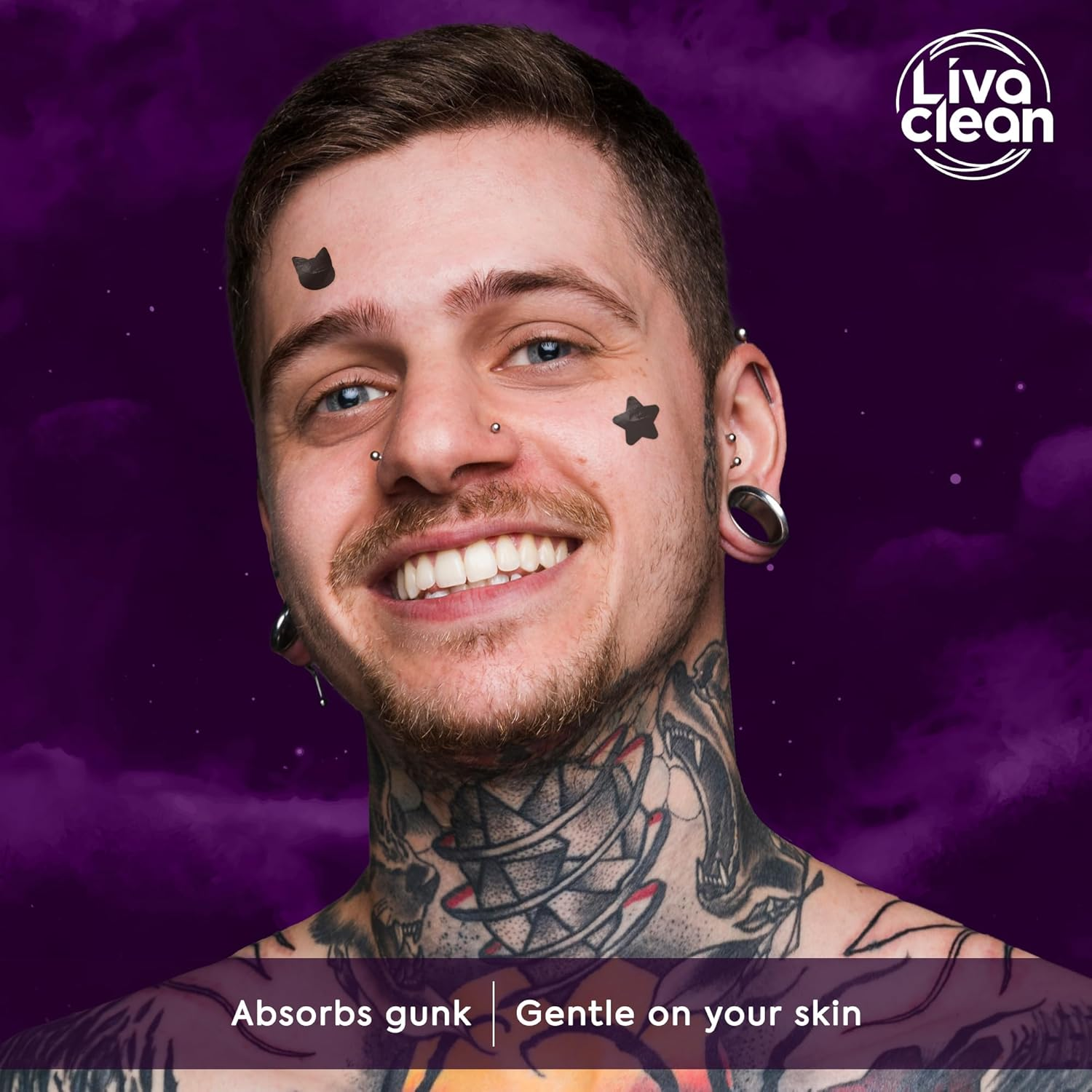 Livaclean 250Ct Black Star Pimple Patches Midnight Magic with Salicylic Acid and Tea Tree Oil - Pimple Patches for Face, Hydrocolloid Patches for Acne, Li Stickers