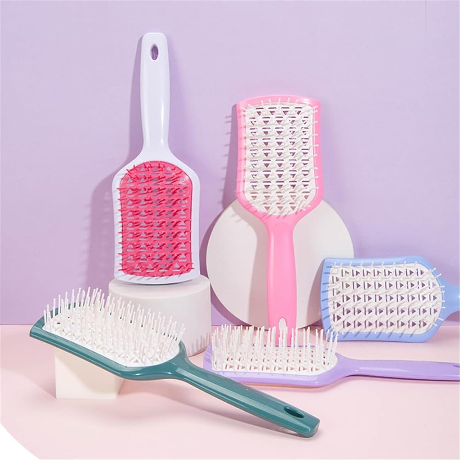 Norajane Detangling Brush, Willow Brush, Nora Jane Detangling Brush, Breathable Soft Bristle Brush, Ventilated Anti-Tangle Hairbrush, Reduce Hair Pulling and Curl Separation (White Purple) image number 4