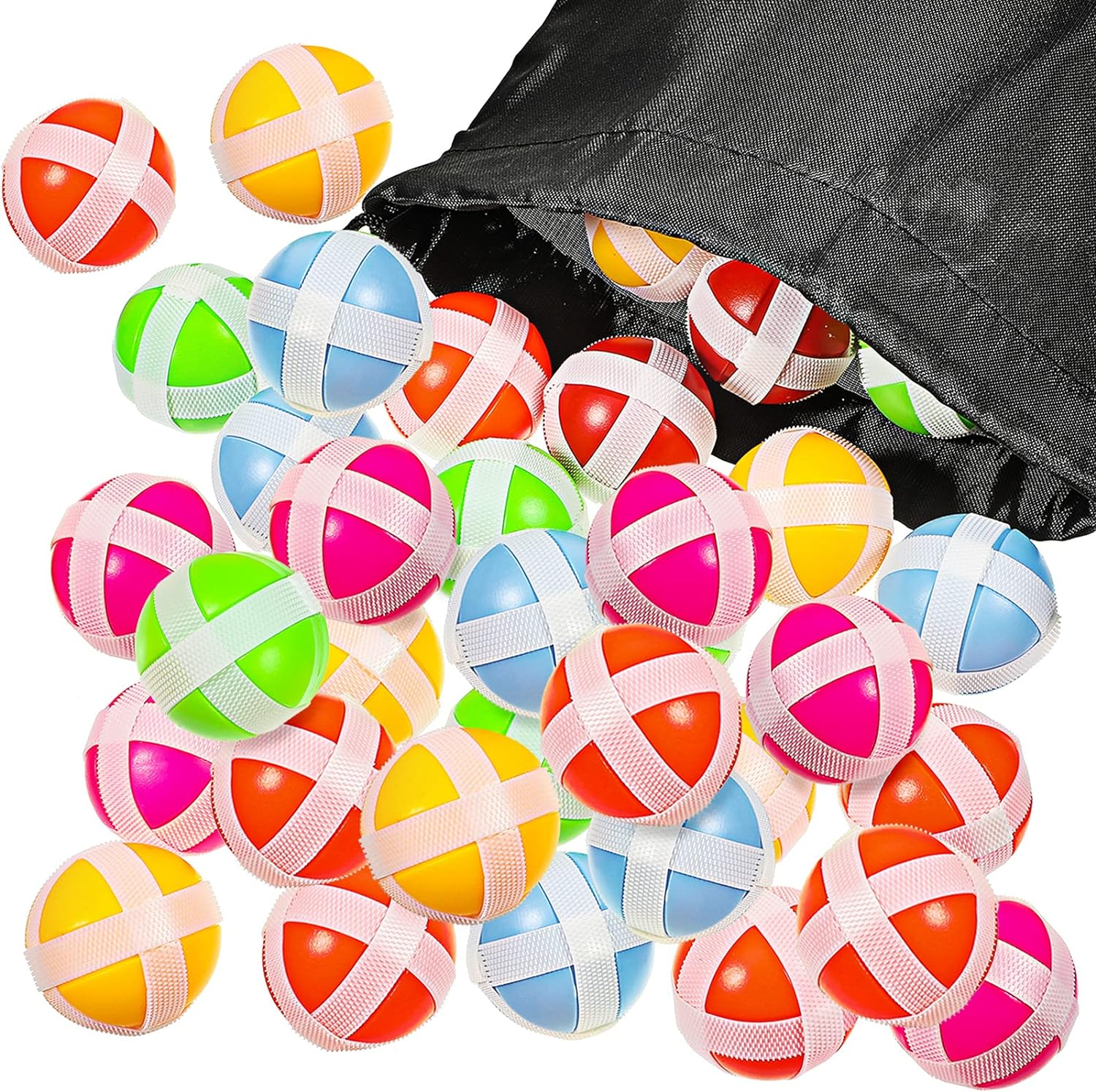 60 Pieces Sticky Balls for Fabric Dart Board, Hoop and Loop, Safe Game Toy Accessories with Storage Bag for Adults and Teens Indoor Outdoor Party Games, 6 Colors image number 5