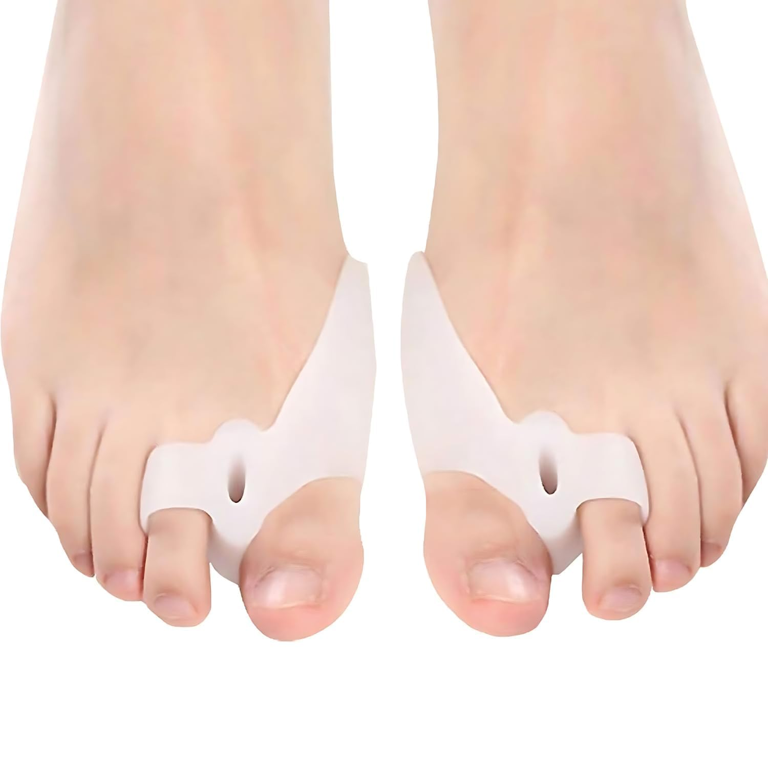 1Pair Toe Separator to Align Big Toe - Bunion Protector with Toe Straightener -Avoid Shoe Friction - Toe Orthopedic Bunion Corrector Spacer Foot Care (White, One Size) image number 2