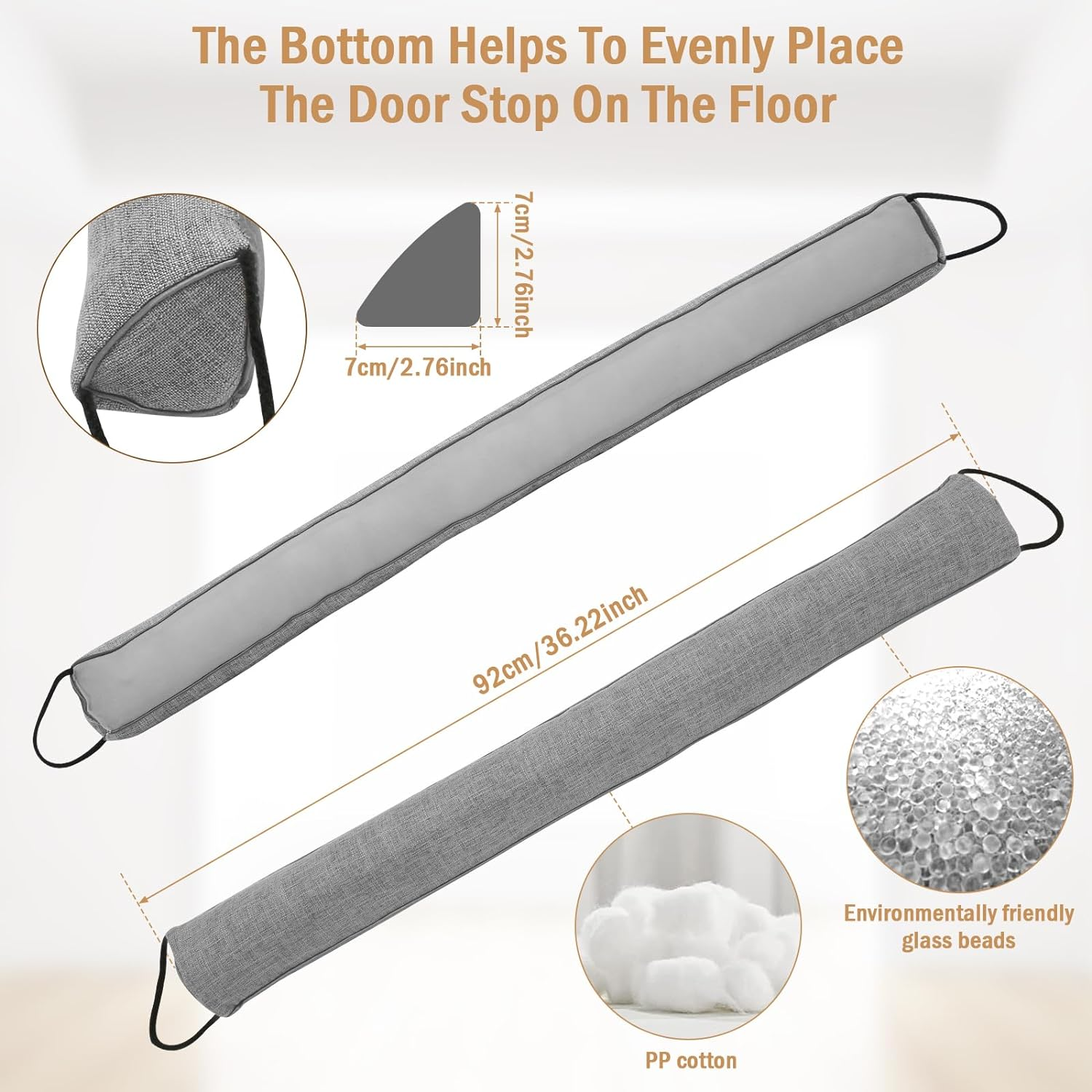 Fxvhojq under Door Draft Stopper 36 Inches Triangle Door Draft Blocker Cover Bottom Gap Stop Drafty and Block Noise Wind Proof Light Stopper Seal Sound Blocker Draft Guard (Grey) image number 5