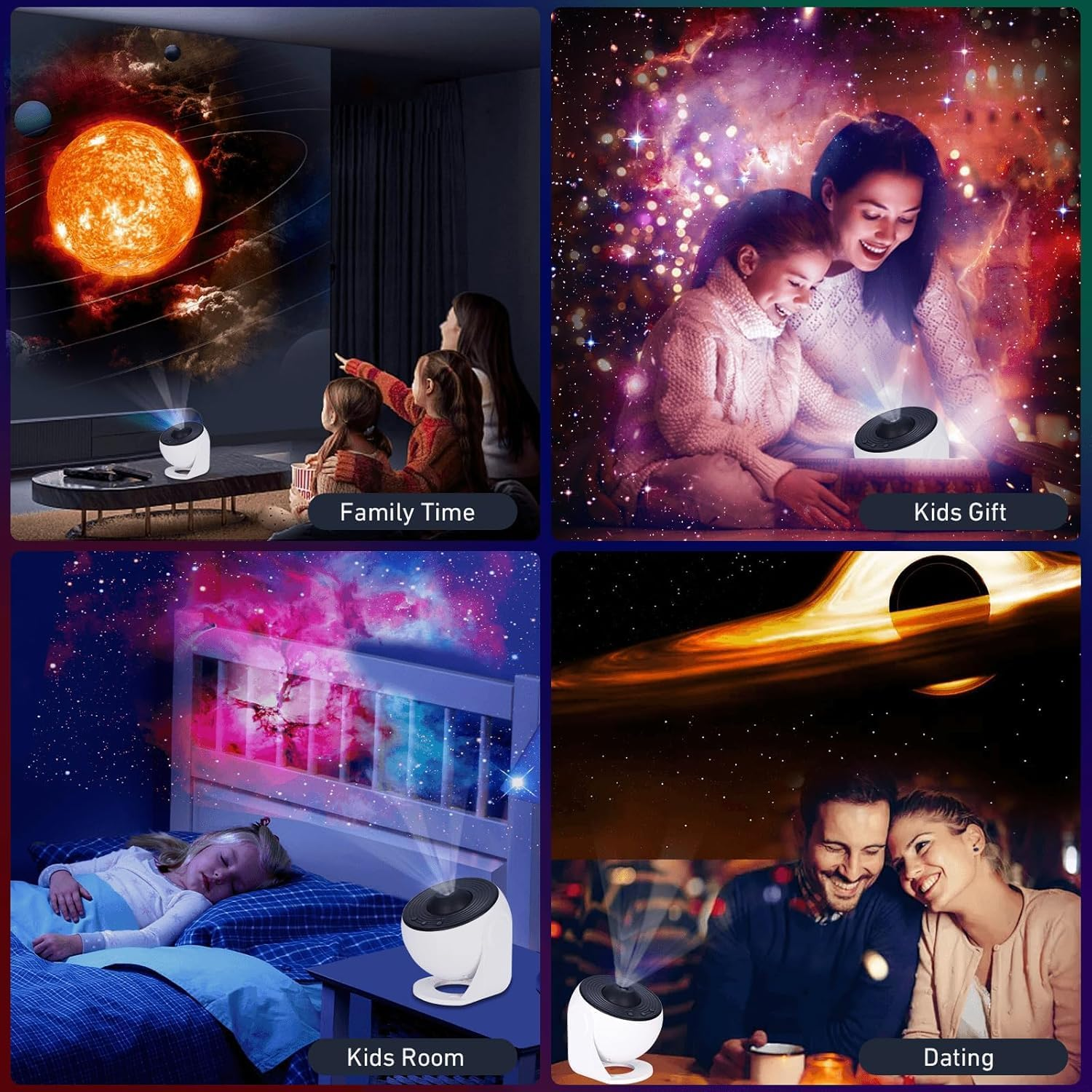 Galaxy Projector, 13 in 1 Home Planetarium Galaxy Projector for Bedroom, Star Projector Galaxy Light with Timer, Adjustable Focus Night Light Projector for Kids Adults, Room Decor (Black) image number 1
