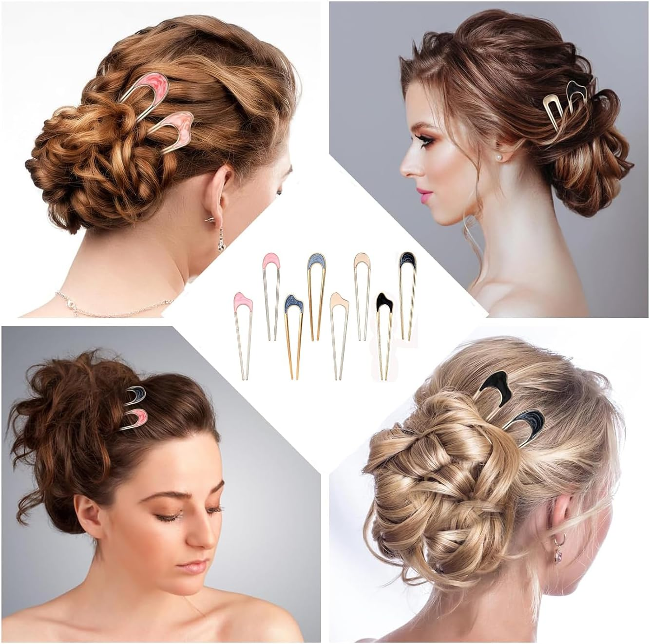 Metal U-Shaped Hair Pins,8 Pcs Hairpin for Longer and Thicker Hair,For Women Girls Hair Styling Accessories image number 1