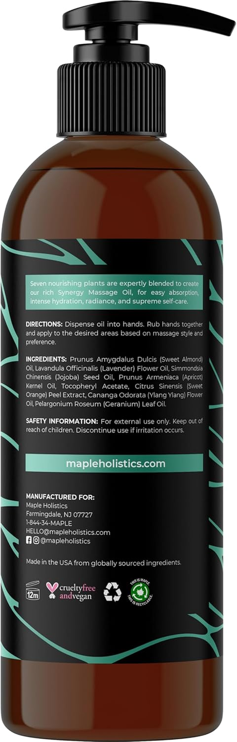 Maple Holistics Relaxing Massage Oil - Aromatherapy Essential Oils - Cold Pressed with Antioxidant Rich Lavender Pure Jojoba & Sweet Almond Oil - Great for Sensitive Skin for Women & Men By image number 6