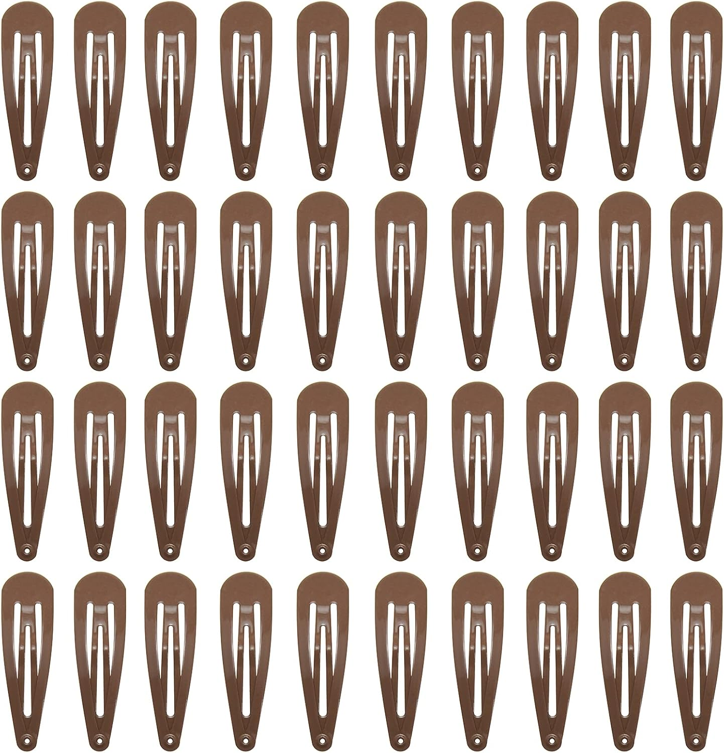40 Counts Colorful Metal Snap Hair Clips 2 Inch Barrettes for Women Accessories (Brown)