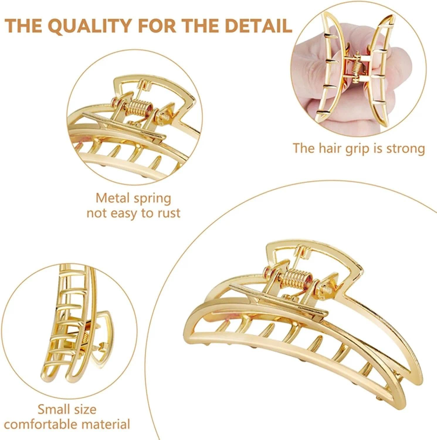 Metal Small Claw Clip, Gold Hair Accessory 4.6-5.1 Cm for Women Girls, Compatible with Long Thick Thin Straight Curly Wavy Hair CRFY