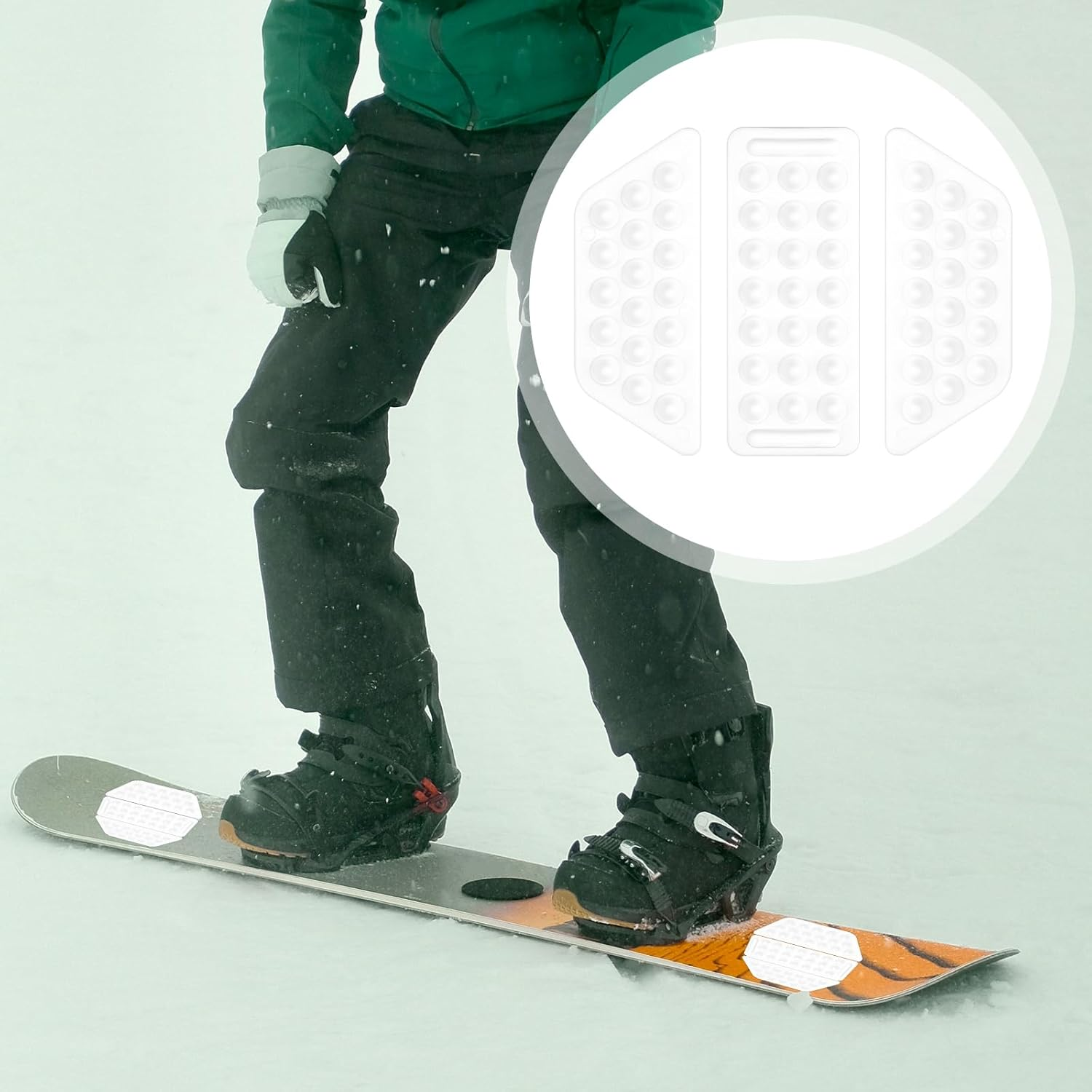 Gosknor 2 Sets of 6Pcs Snowboarding Stomp Pads, Premium Plastic Anti-Slip Snowboard Stomp Pads Durable Snowboard Stomp Pads Practical Snowboarding Accessories(Snow-White Color) image number 6