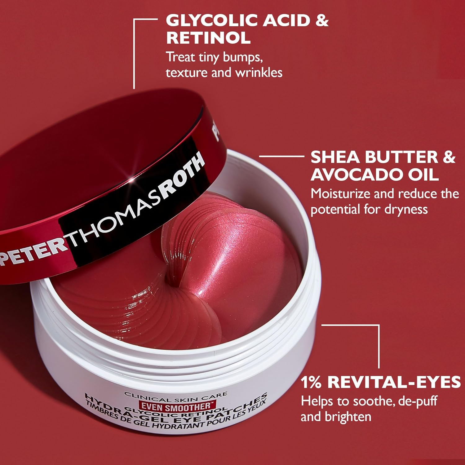 Even Smoother&trade; Glycolic Retinol Hydra-Gel Eye Patches, Under-Eye Patches with Glycolic Acid and Retinol, Treats Tiny Bumps, Texture, Fine Lines and Wrinkles under the Eye Area image number 3