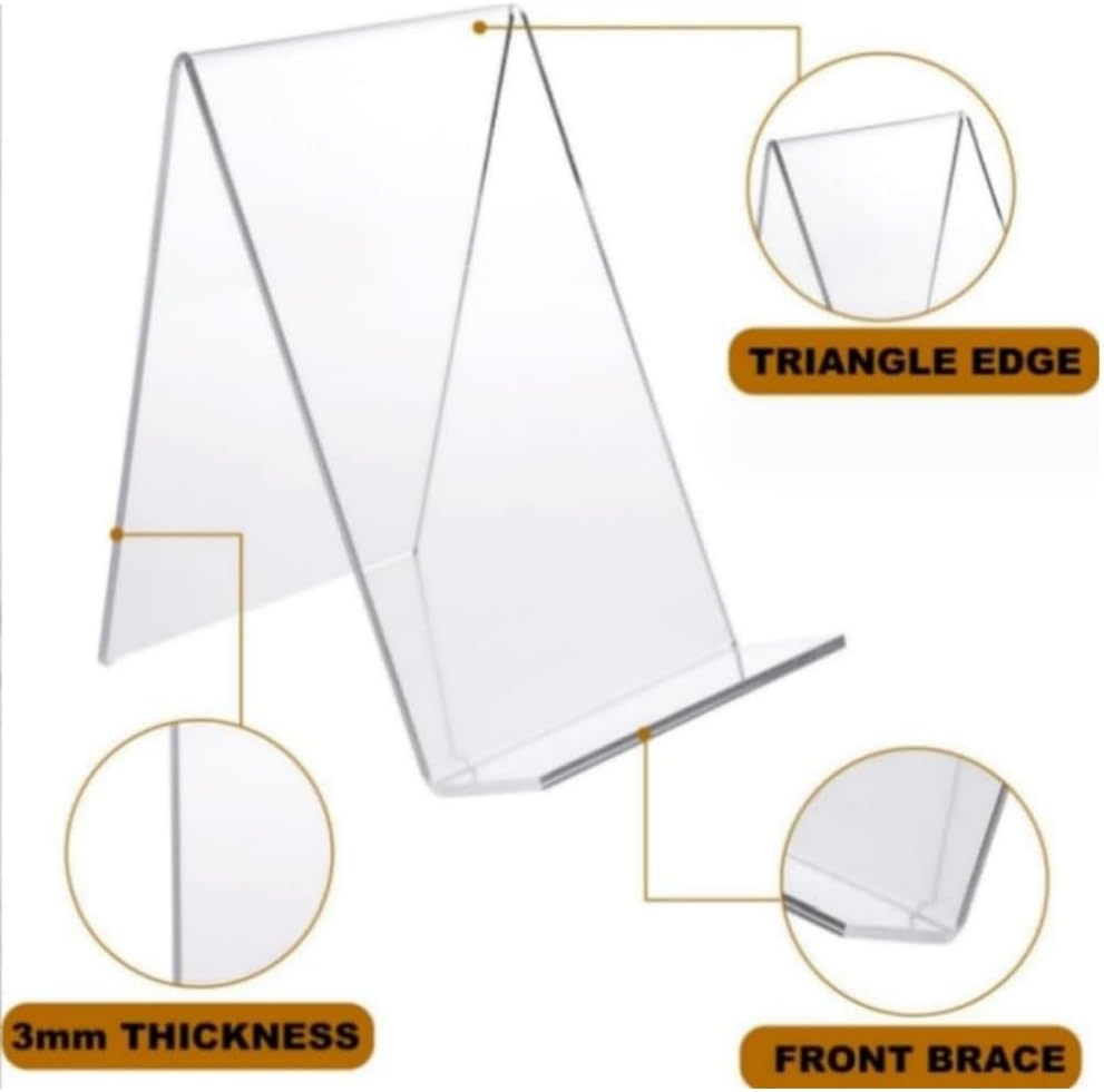 Jindizi 5Pcs Acrylic Book Display Stand Clear Easel with Ledge Tablet Holder for Displaying Books, Pictures, Notebooks, Cds, Artworks, Etc image number 1