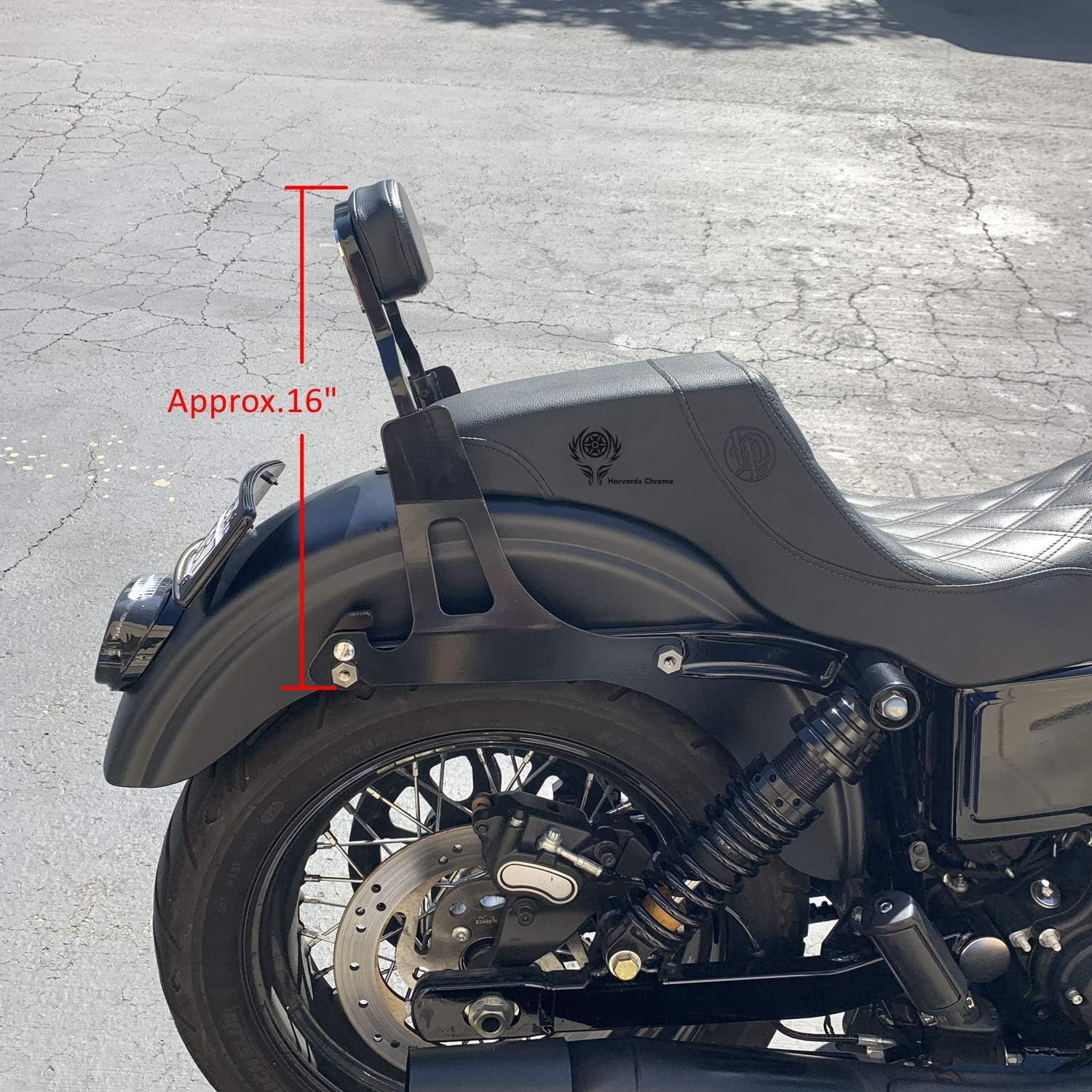 Detachable Backrest Sissy Bar for Harley 06-17 DYNA STREET BOB FXD FXDB FXDL FXDLS, CHOPPED STYLE, Gloss Black Finished image number 3