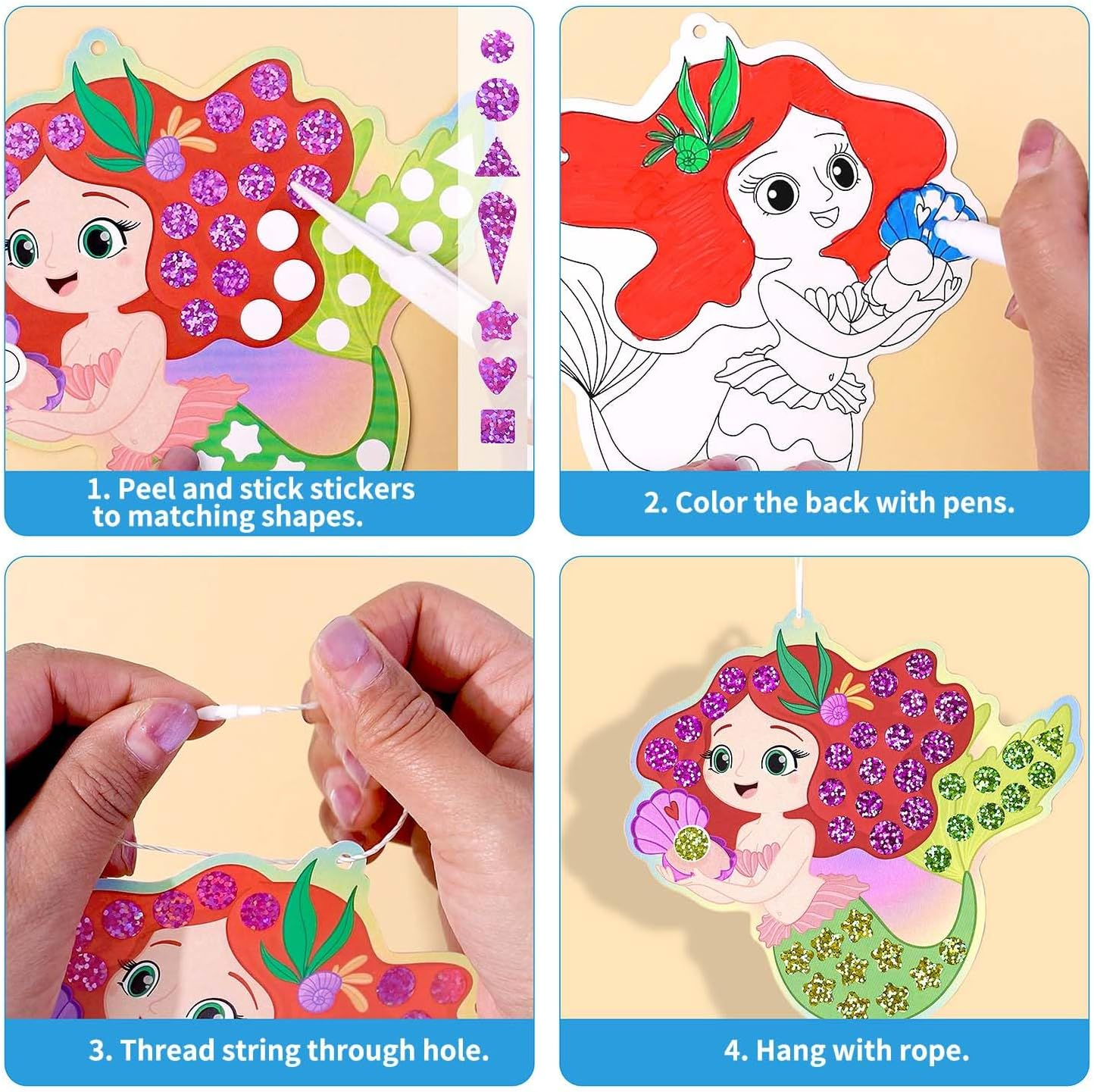 Palumma Mermaid and Princess DIY Kit Mirror Glitter Mosaic Sticker Sea Creature Craft for Craft Lovers image number 1