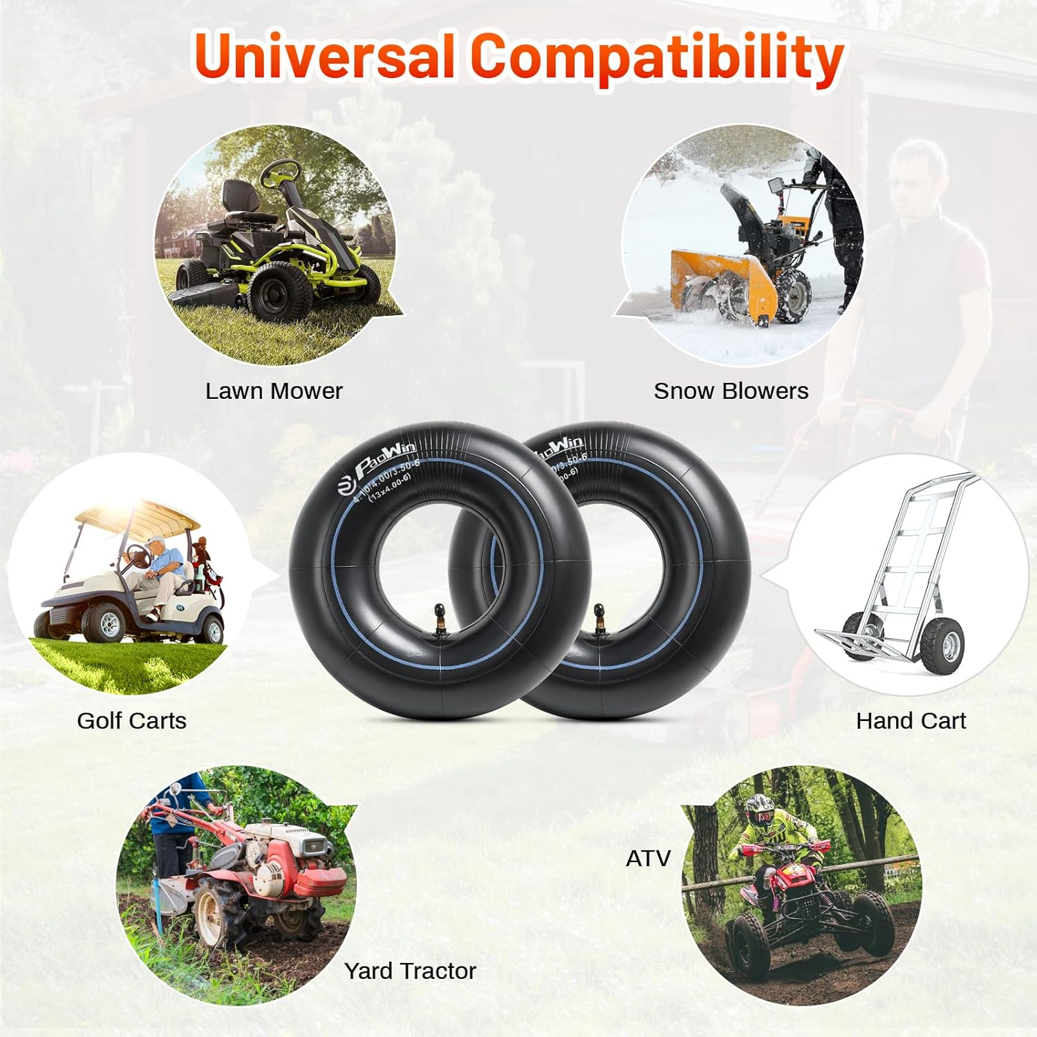 Paowin 2 Pcs 4.10-6 Tube,3.50-6 Tube,Tr87 Bent Valve,4.10/4.00/3.50-6 Heavy Duty Wheelbarrows Inner Tube,Compatible with 4.10-6 4.00-6 3.50-6 Hand Truck/Wheelbarrow/Lawn Mower Tire,Pt-025 image number 4