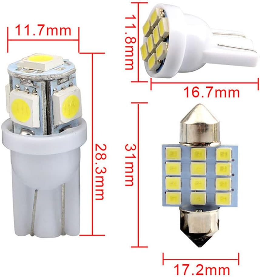 13Pcs 12V T10 LED White Car Interior Light Parker Bulb Wedge Globe 31MM 12SMD image number 5