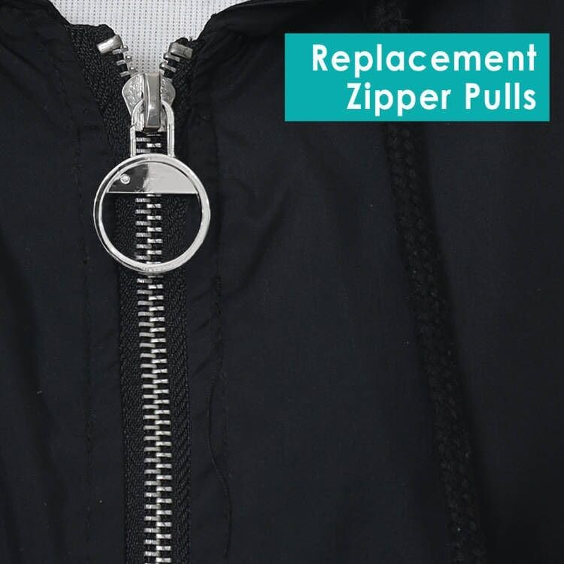 Circle Zipper Pull Replacement Zipper Handle Replacement Zipper Handle Mend Fixer Zipper (Black/Silver)