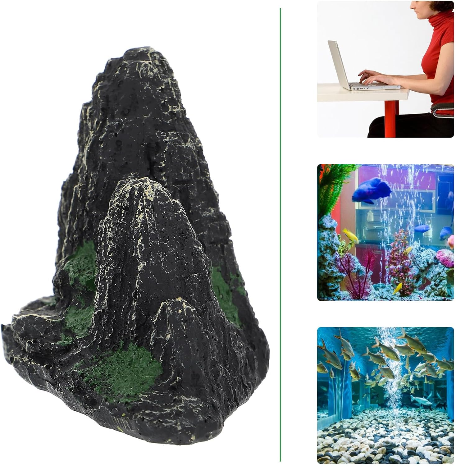 ARTSEWPLY Artificial Resin Rockery Ornament Aquarium Decor, Realistic Miniature Hill Statue for Fish Tank Landscape Scenery, Natural Aquarium Supply Suitable for Aquatic Pets image number 2