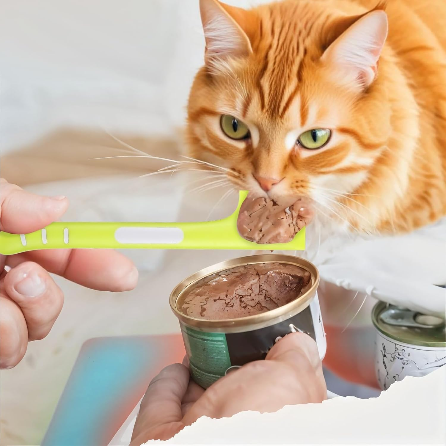 Cats Silicone Food Canned Spoon, 4Pcs Pet Food Spatula Can Opener Feeding or Mixing Spoons,Cat and Dog Food Spatula for Wet Food image number 5