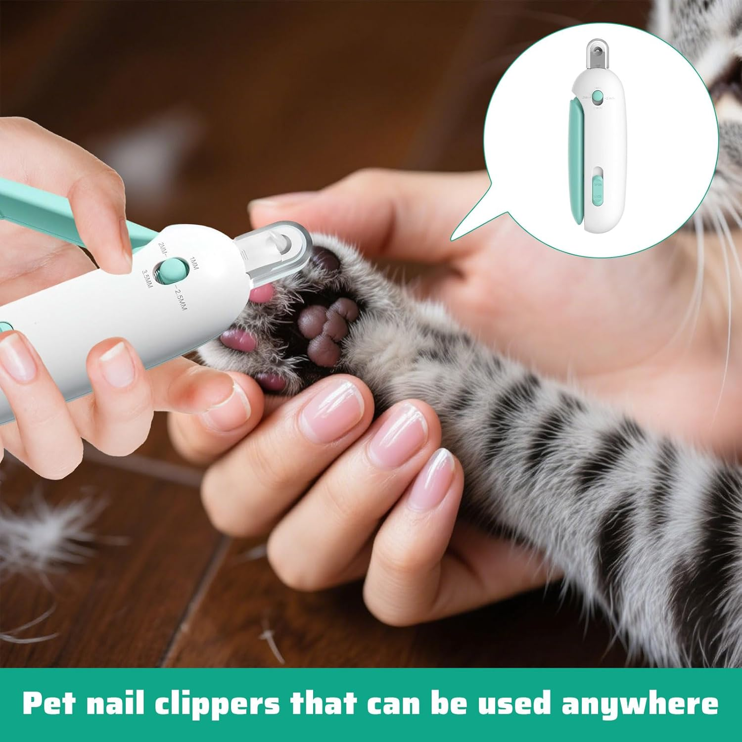 Cat Nail Clippers, Cat Claw Clippers, Cat Nail Clippers with Nail File, round Hole Blade, Adjustable Aperture with Hidden Nails File, Ideal for Pet Grooming and Pets Claw Care (Blue)