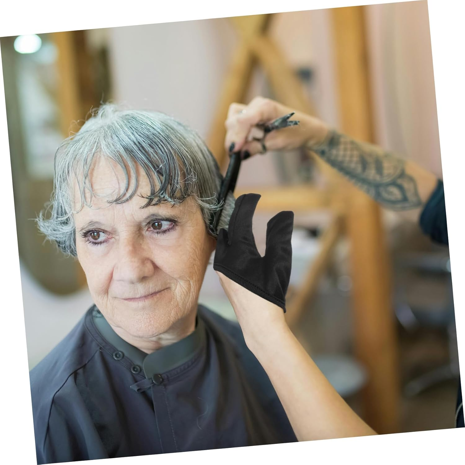 EXQUIMEUBLE Hair Styling Glove Heat Resistant Thermal Three Finger Design for Women Salon Home Use Hair Dyeing image number 6