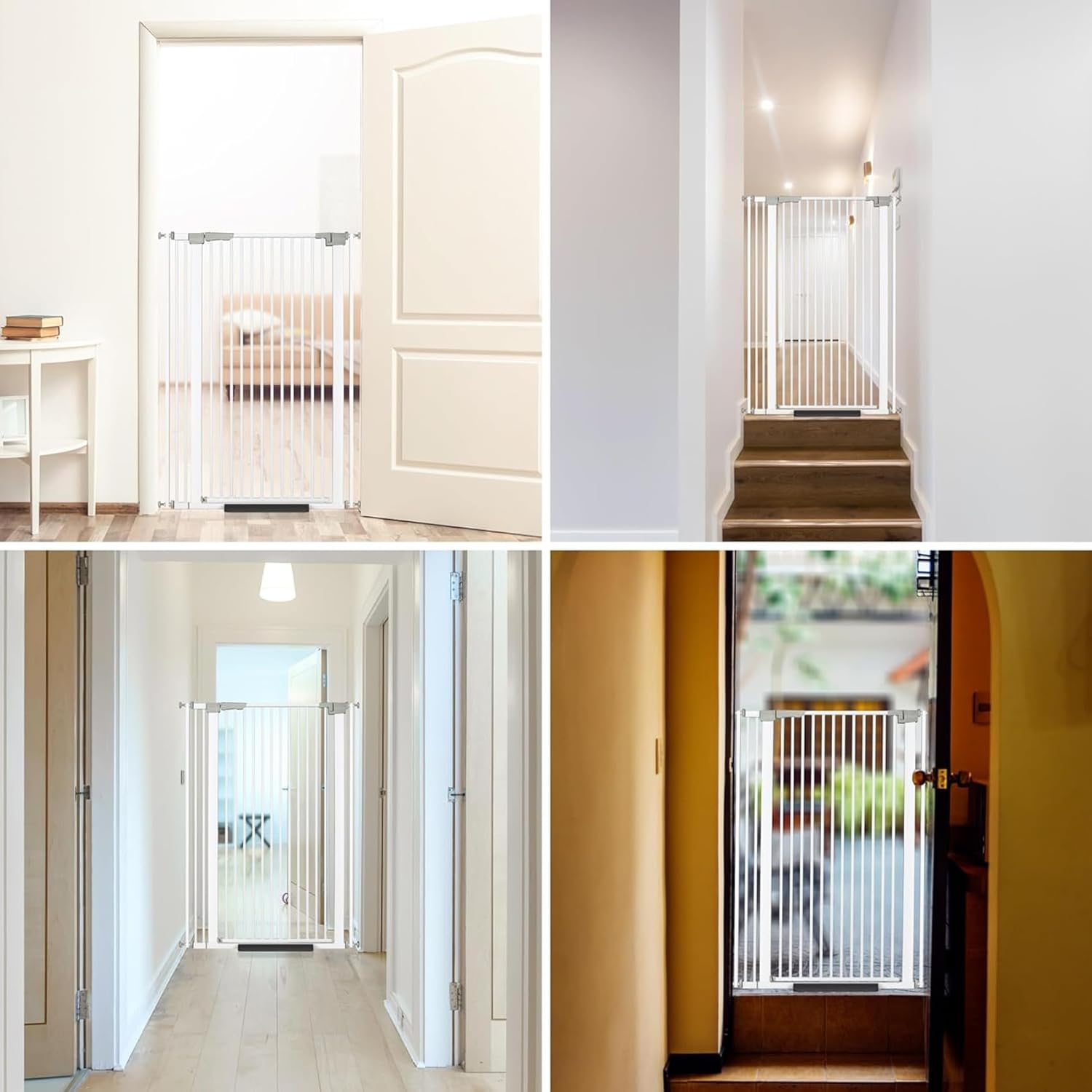 130Cm Tall Walk-Through Pet Gate, Extension 76-104Cm Wide Cat Dog Door for Doorway, Kitchen, No Drilling Pressure Mount Kit, White image number 5