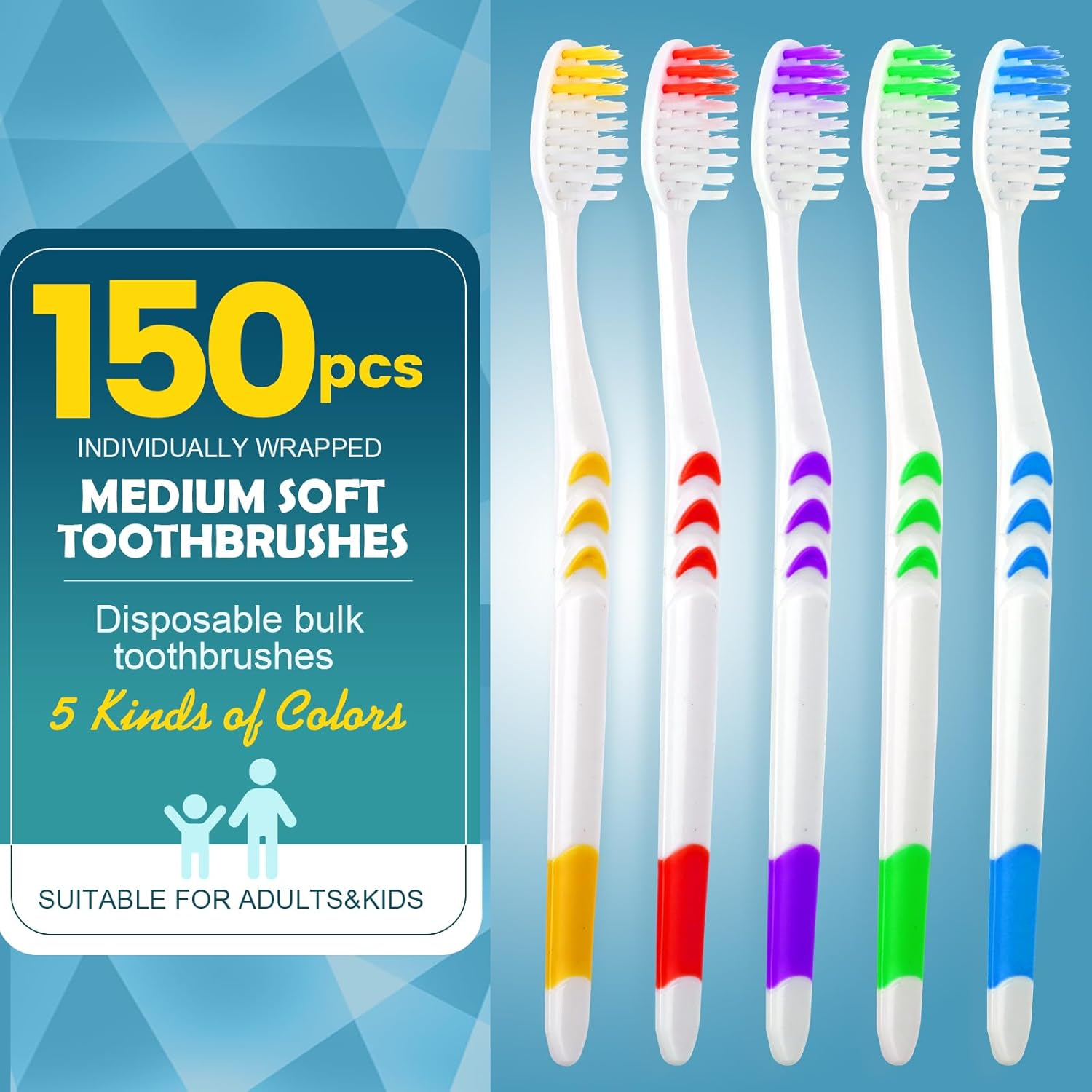 Navona 150 PCS Individually Wrapped Bulk Toothbrush Pack, Disposable Soft Bristle for Adult or Kid, Ergonomic Handle, Perfect for Travel, Hotel, Donation image number 5
