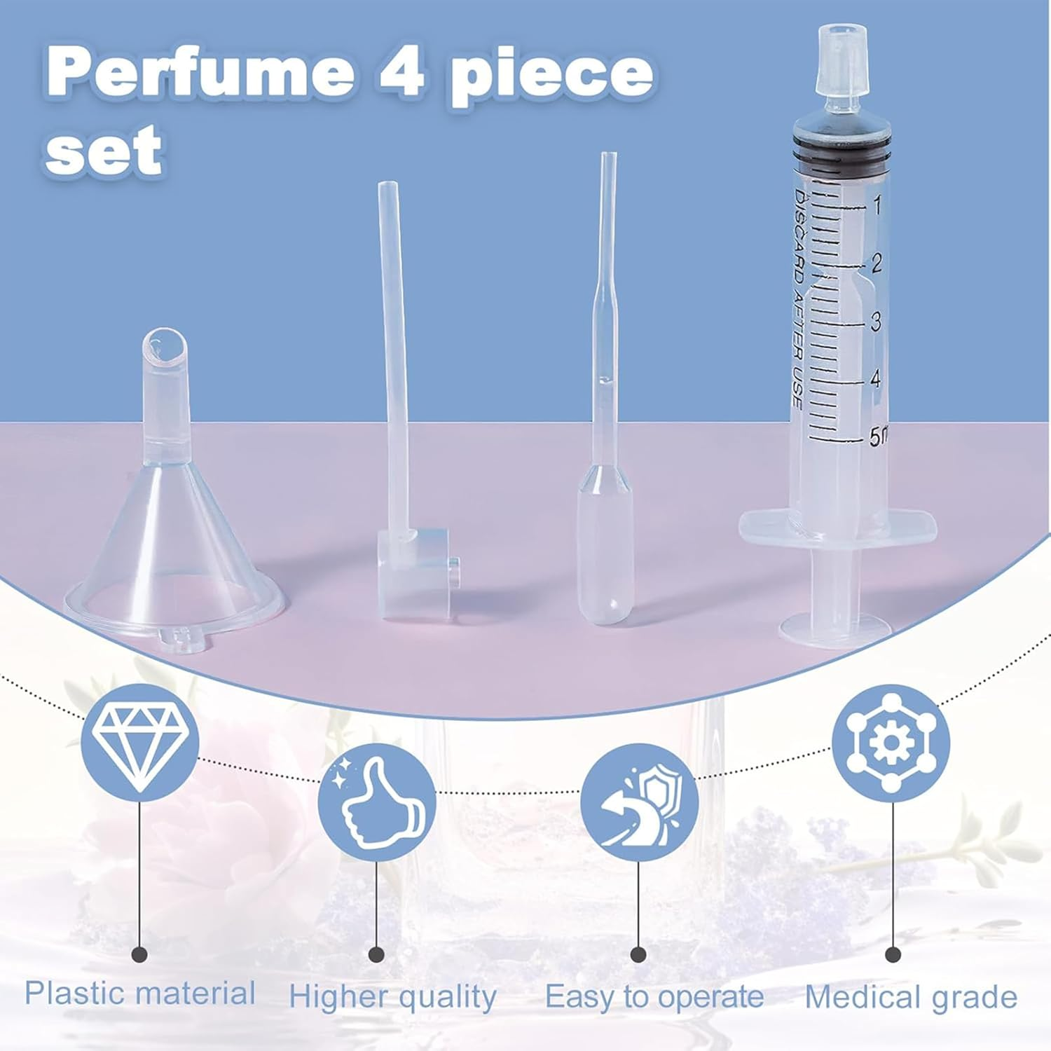 12 PCS Perfume Dispenser Transfer Tool Set,Perfumes Transfer to Empty Small Bottles Tool,Perfume Refill Tool Kit,Include Funnels,Long Nozzle,Syringes,Droppers image number 1