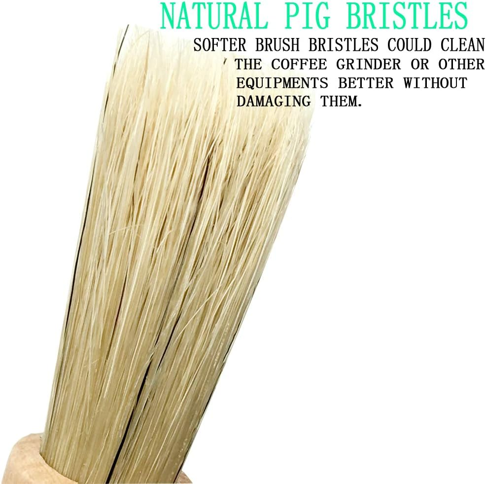 ACKLLR Coffee Grinder Cleaning Brush, Heavy Wood Handle & Natural Bristles Wood Dusting Espresso Brush and Nylon Espresso Machine Brush with Spoon for Bean Grain Barista Pasta Makers Home Kitchen