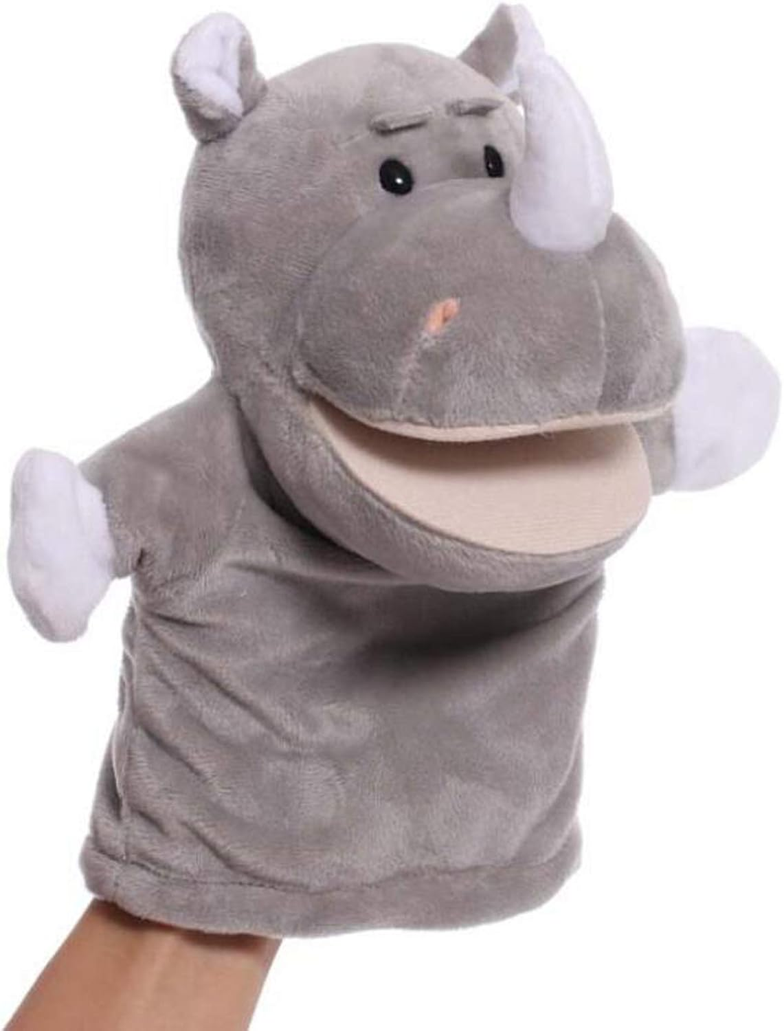 Plush Animal Rhinoceros Open Mouth Rhino Hand Puppets Toys for Imaginative Pretend Play Storytelling