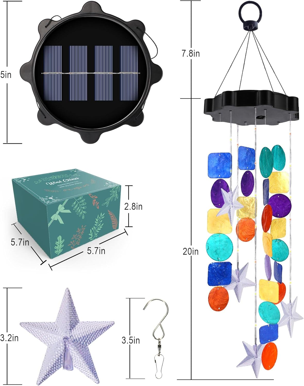 Toodour Solar Decorative Lights Outdoor, Colorful Shells Lights Gifts for Mom Grandma Women Wife Girls, Solar Wind Chimes outside Decorative Mobile Lights for Holiday Garden Porch Yard Window Decor image number 6