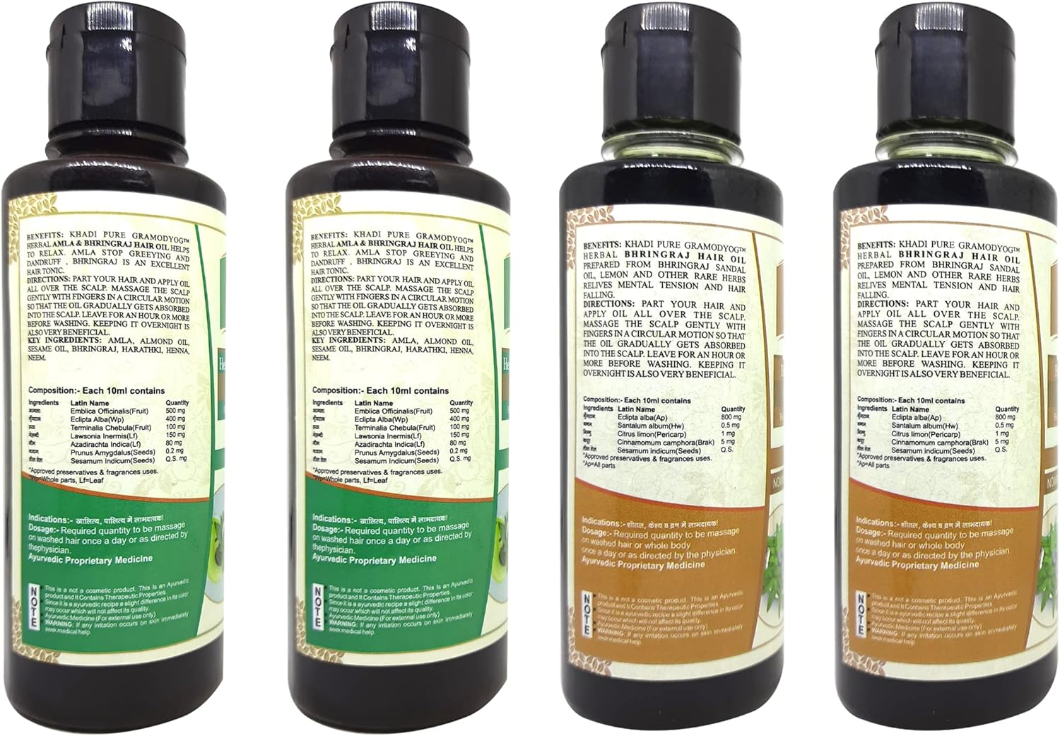 Khadi Pure Amla Bhringraj & Bhringraj Sls Hair Oil, 210 Ml (Pack of 4) image number 3
