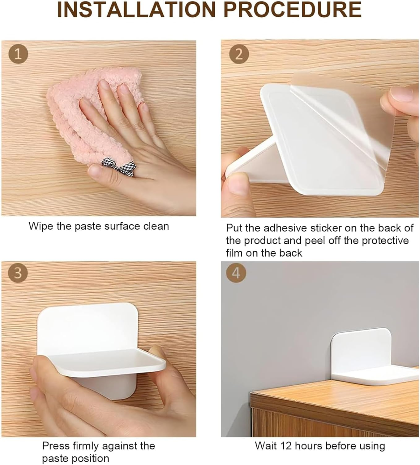 Hunken 6 Pcs Anti-Fall Stickers for Furniture, No Drilling Required, Self-Adhesive Support Pegs for Shelf Brackets, Wardrobe Shelves, Tables, and Heavy Furniture Fixing, White image number 3