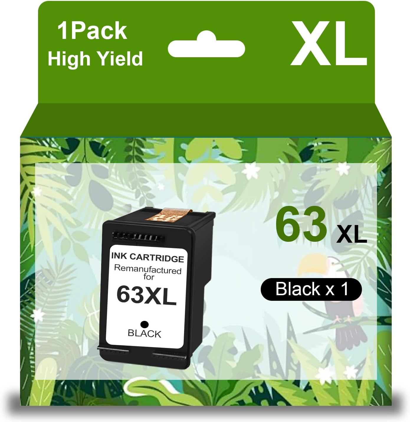 63XL Balck Ink Cartridge Replacement for HP Ink 63 63XL Black for Envy 4520 4512 4511 4510 Officejet 3830 4650 4652 5200 5252 5258 Deskjet 3630 3636 1112 2132 Printer (1 Black)