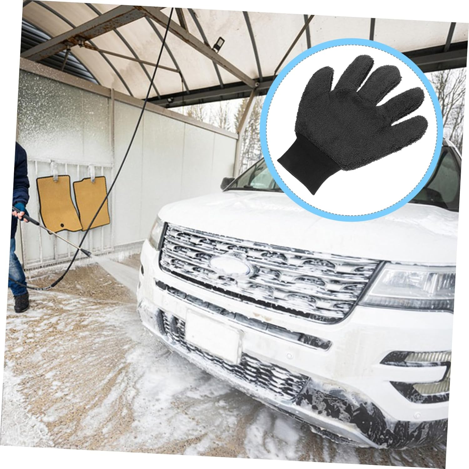 MUELODSIC Car Washing Glove Dual Sided Coral Fleece Car Wash Mitt for Gentle Automotive Cleaning Scratch Vehicle Exterior Care Easy to Use and Portable image number 6