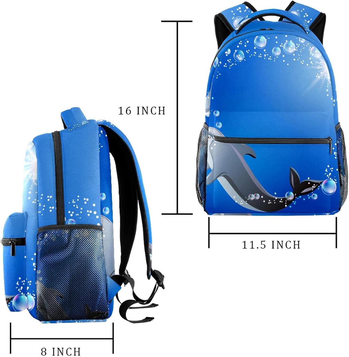 Gentle Circular Dolphin Backpack Students Shoulder Bags Travel Bag College School Tote Backpacks image number 2