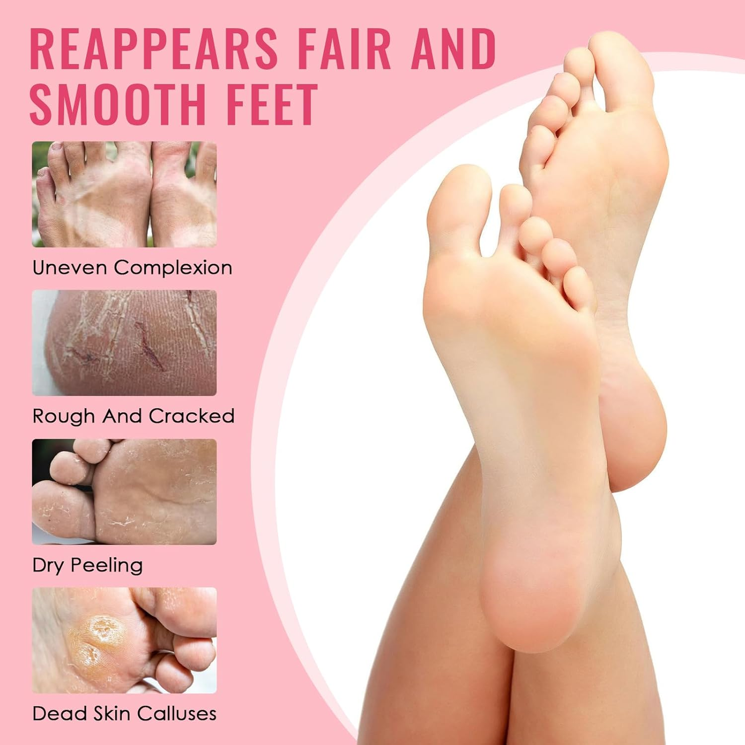 2 Pairs Foot Peel Mask, Feet Exfoliating Mask, Moisturizing Socks, Restoring Cracked Heel Dead, Dry & Hard Skin, Removes Dead Skin & Repairs Heels for Soft Feet, Aloe + Avocado image number 2