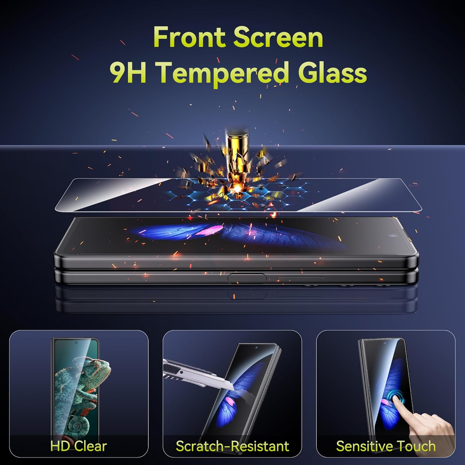 WSKEN for Samsung Galaxy Z Fold 5 / Z Fold 4 Screen Protector, [Easy to Install][Bubble Self-Extinction] inside Soft TPU Film+2 Pack Front Tempered Glass No Creases,No Bubbles image number 3