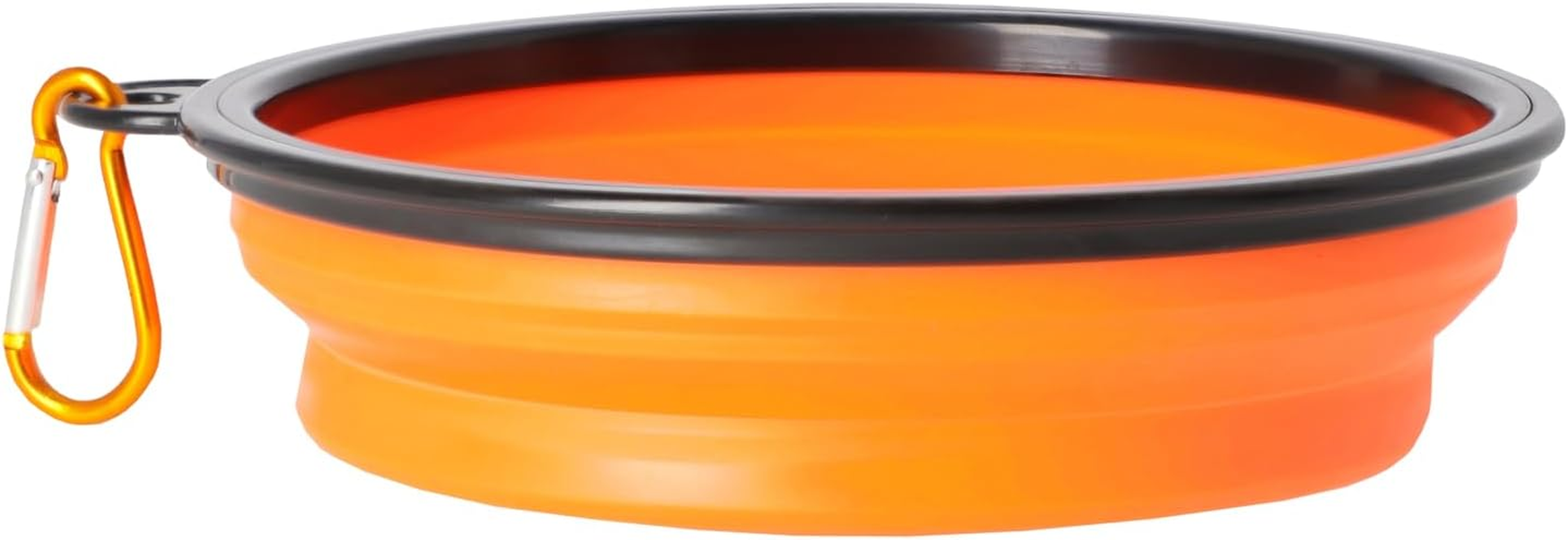 Dingo Dog Travel Bowl Made of Silicone with a Metal Carabiner, Black Edge Additionally Stiffened, Foldable and Lightweight Dog Feeder, Capacity 1000 Ml, Orange (14468) image number 5