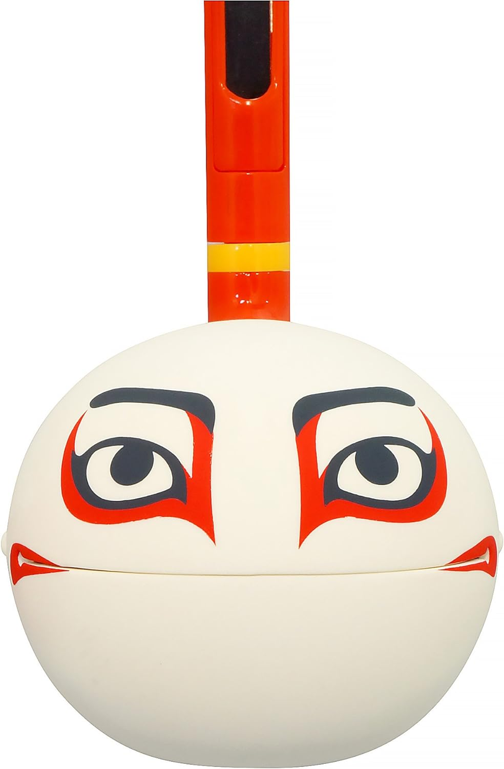 Otamatone [Kabuki] Classical Japanese Dance-Drama Character Electronic Musical Instrument Synthesizer by Cube / Maywa Denki, Red with White Face and Yellow Accent Color image number 4