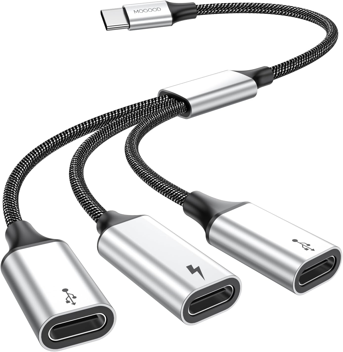 MOGOOD USB C Splitter, USB C to USB C Female Adapter, 3-In-1 Type C Data Transfer and 60W Fast Charging, USB C Male to 3 USB C Female Cord Converter for Iphone 15 Series Mac,Xbox One Series,Ps5,Laptop