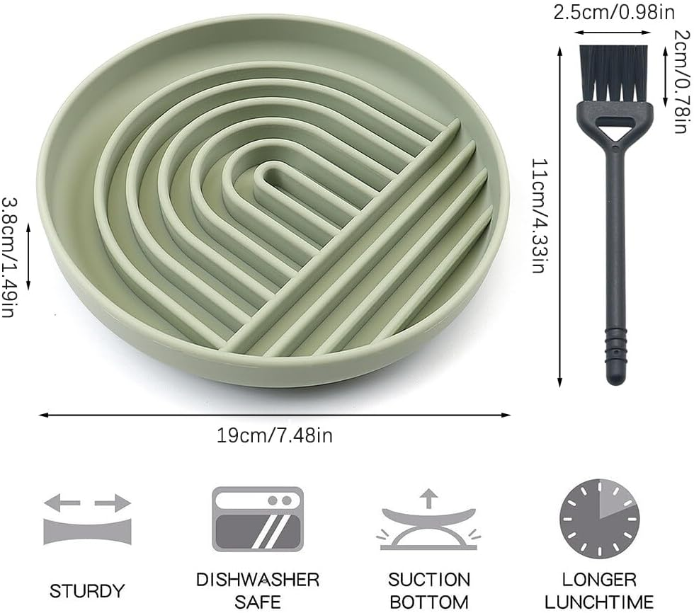Hwtcjx anti Sling Bowl for Dogs and Cats, Slow Feeder, Lick Mat Dog with Large Suction Cup, Cat Licking Mat for Wet Food and Dry Food, with Cleaning Brush (Green) image number 3