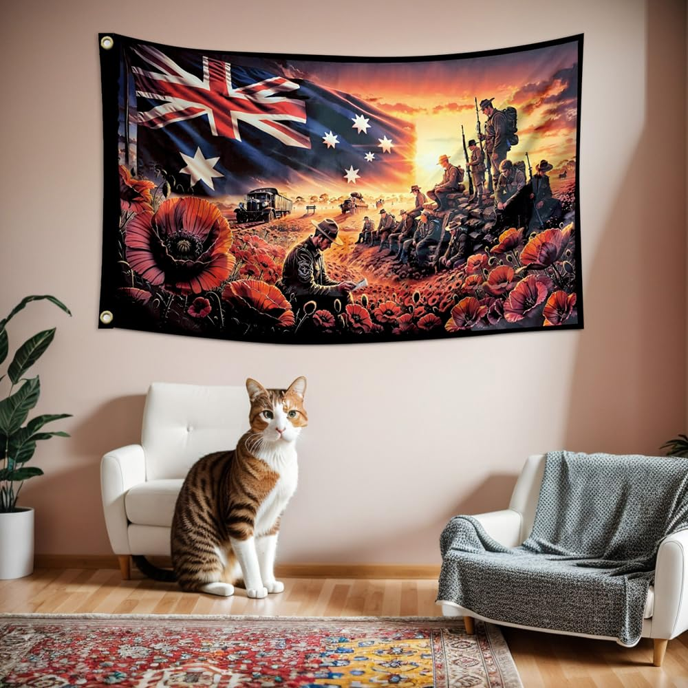 Naerza 150X90Cm Lest We Forget Aussie Artist Heroic Tribute 3 * 5FT Flag image number 1