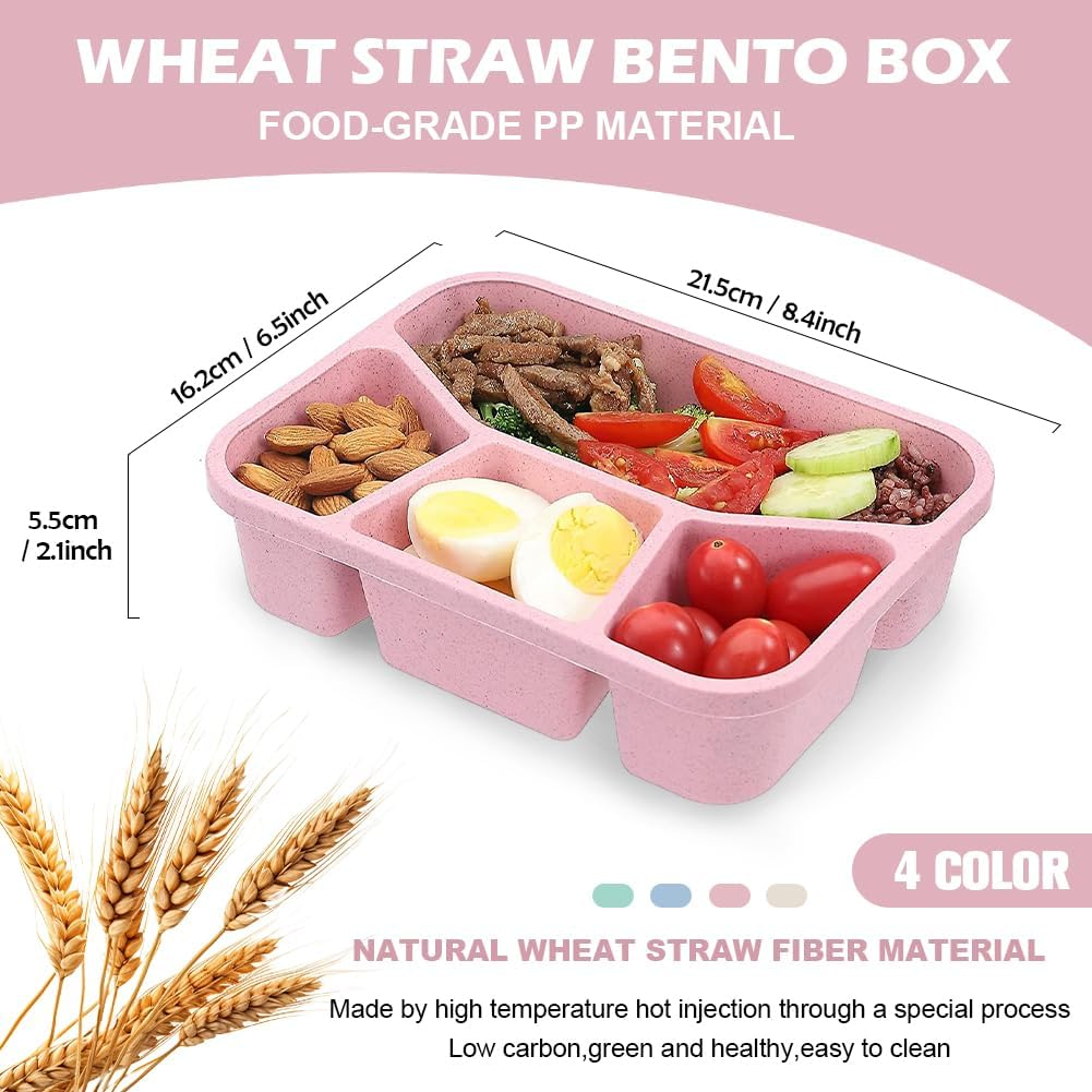 Bento Lunch Box - 4 Pack, Reusable Food Storage Snack Containers with Transparent Lids for School, Work and Travel image number 5