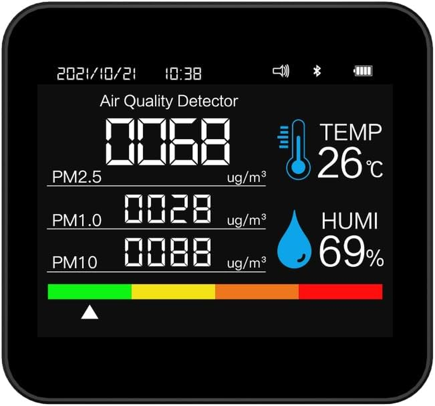 Nurdo 9 in 1 BT Air Quality Monitor CO2 Meter Carbon Dioxide Detector Time/Date CO2 TVOC HCHO PM2.5 PM1.0 PM10 Temperature Humidity Detection Support APP Control with Alarm Function image number 5