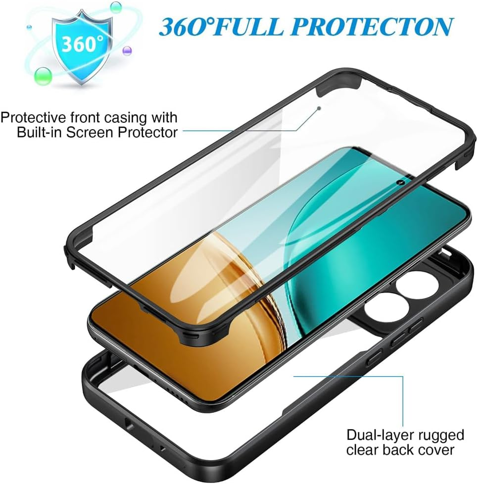 YUXING Mobile Phone Case for Samsung Galaxy A56 5G/A36 5G, 360&deg; Protective Case, Built-In Screen Protector, Shockproof and Scratch-Resistant, Transparent Back, Easy to Apply, Pink