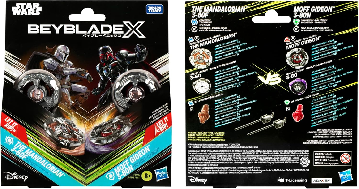Hasbro Beyblade X and Star Wars Collab the Mandalorian 3-60F Vs. Moff Gideon 3-80N Multipack Set image number 2