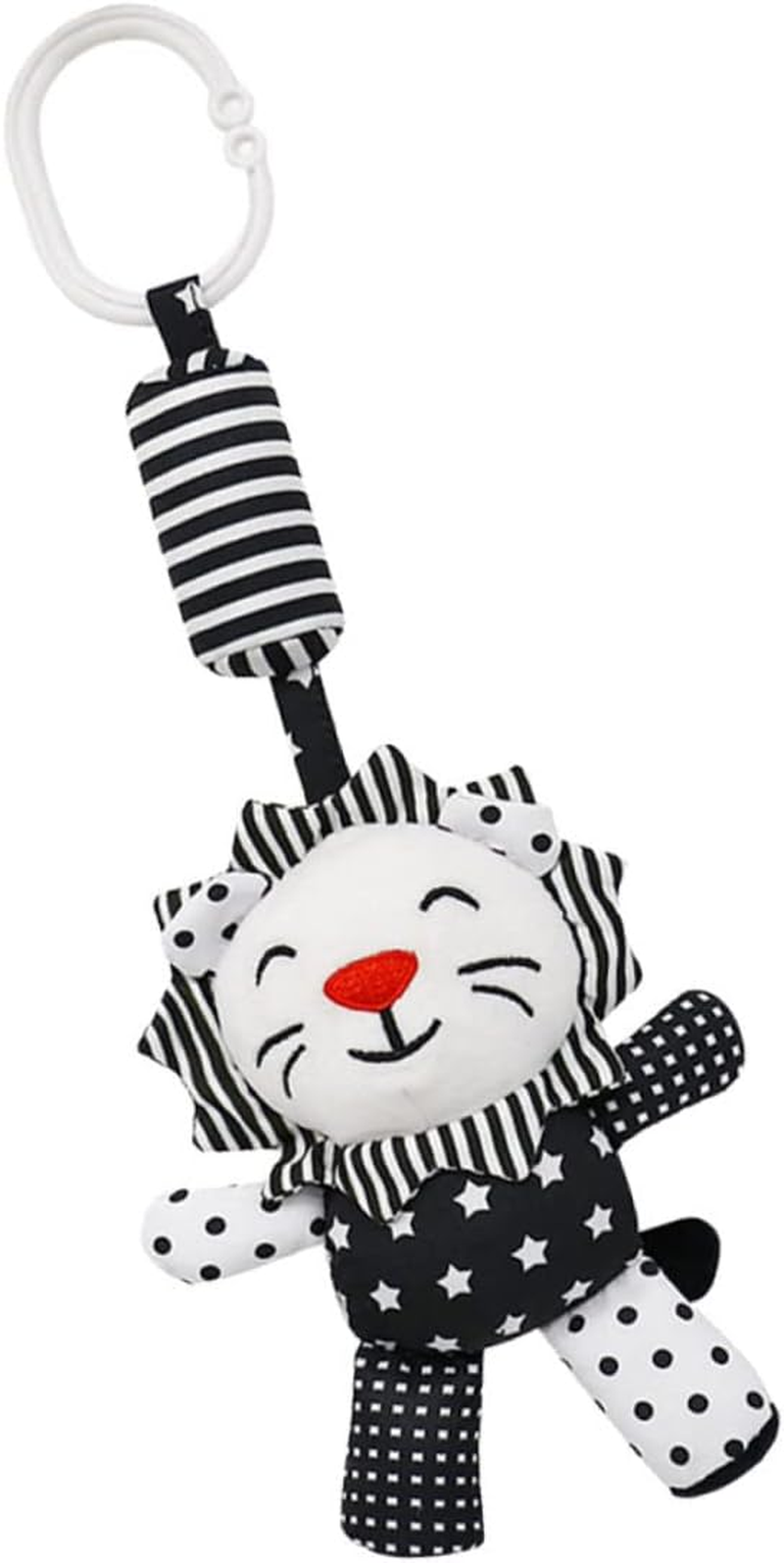 Milisten Black and White Crib Pendant Rattle for Newborns Early Education Plaything with Wind Chime Sound Visual and Hearing Development Cartoon Animal Design for Cot image number 1