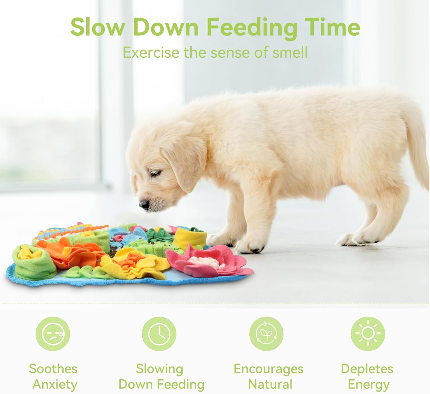 VCCLFSIA Snuffle Mat for Dogs, Sniff Mat Slow Feeding Mat for Small Pets, Cats, Rabbits, Puppy Snuffle Mat Encourages Natural Foraging Skills for Small Dogs Cats (15.4 X 15.4In/39Cm X 39Cm) image number 2