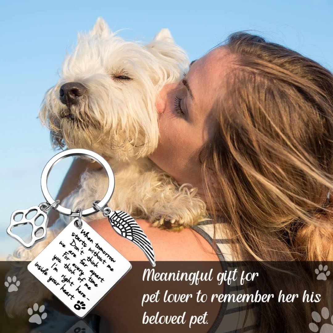 Memorial Keychain with Paw Charm, Keyring for Pets with Paw Prints, Pet Memorial Key Chain, Cat Paw for Car Keys, House Keys, Stainless Steel image number 4