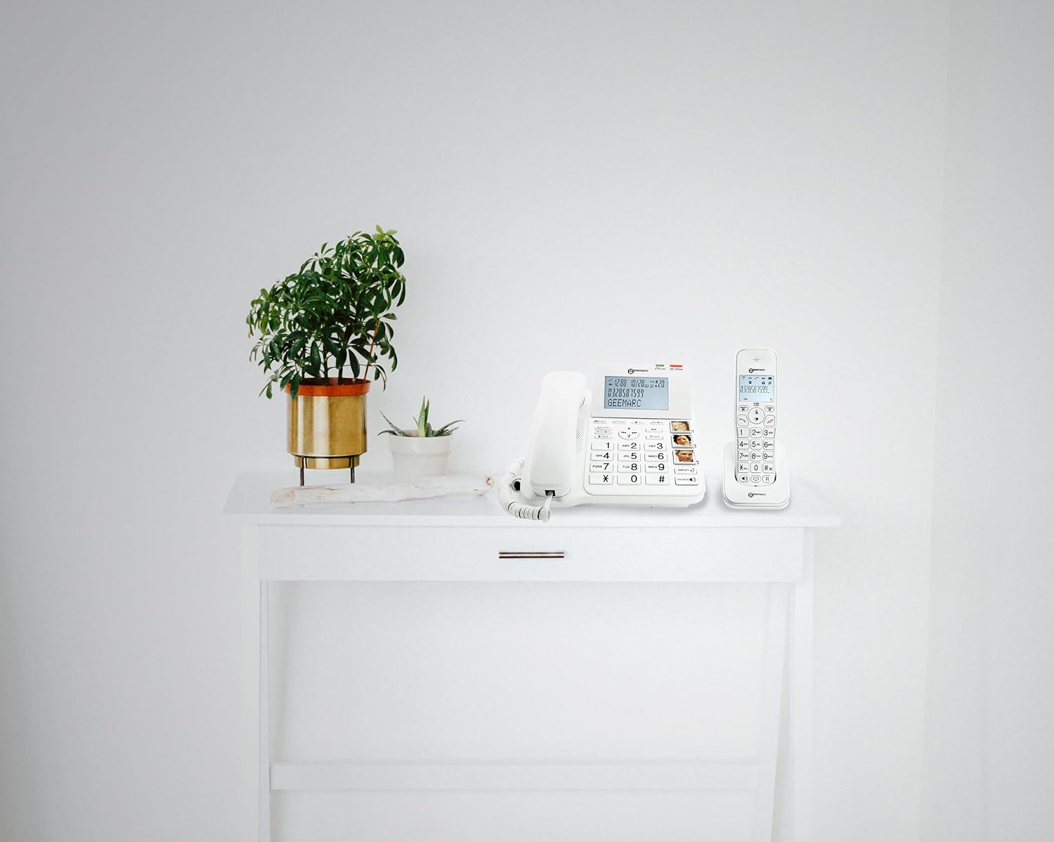 Geemarc Amplidect 295 Combi Twin - Corded Phone + Twin Cordless Handset - Loud Home Phone System with Big Buttons, Amplified Ringer, Indicator, & Locator - Hearing Aid Compatible (T-Coil) image number 1